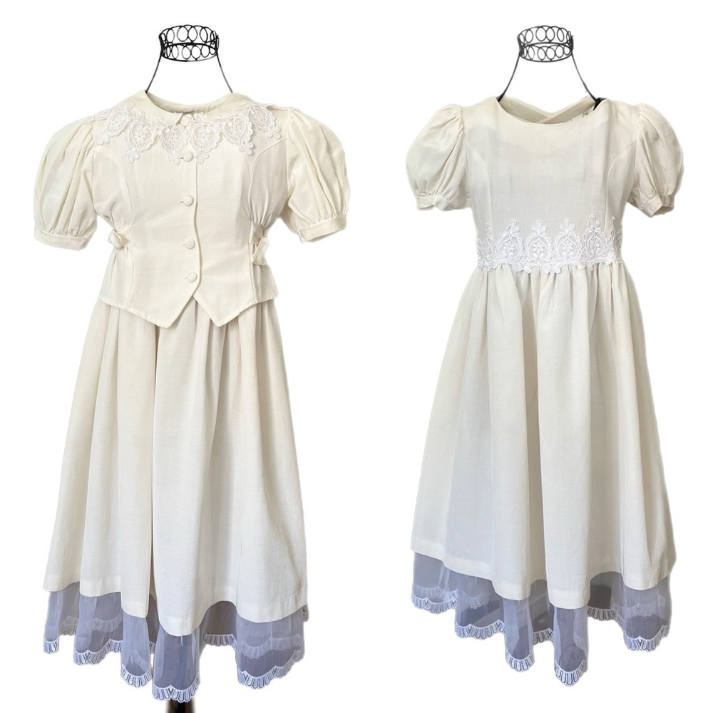 Vintage Anne Savoy Ivory Dress w Jacket - sz 8